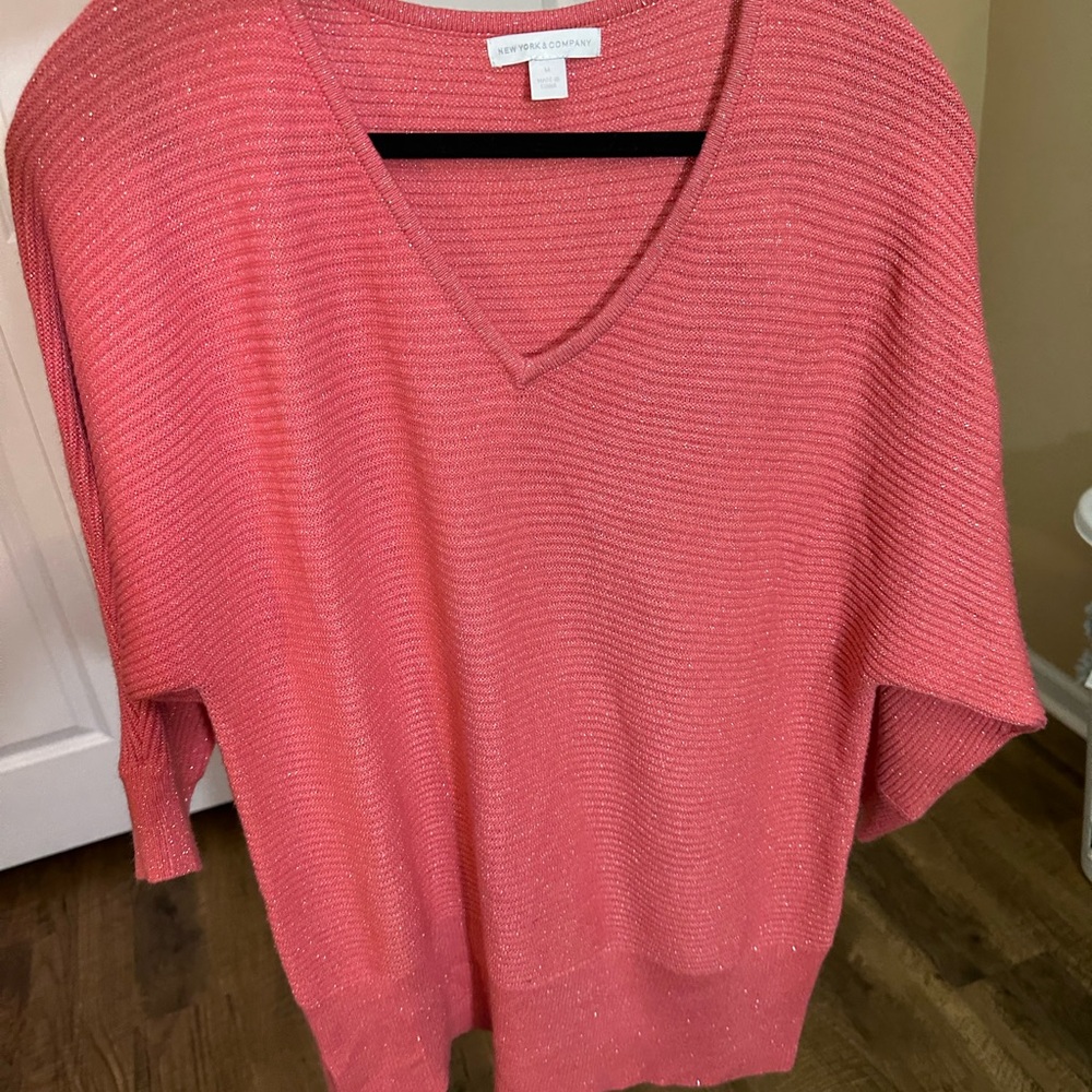 New York & Company Red and Gray Sweater